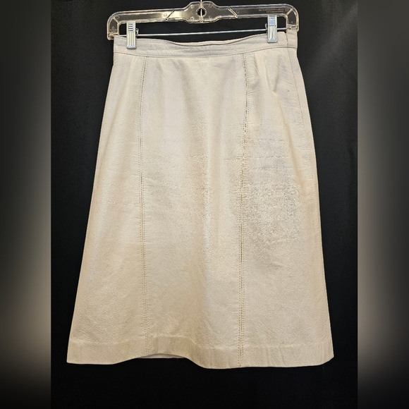 Pencil, White, Leather, Skirt, 80s, 90s, Midi,  Vintage, Women's, Party, Wedding - Picture 1 of 7
